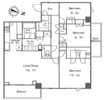 東京都港区西麻布３丁目 賃貸マンション 3LDK